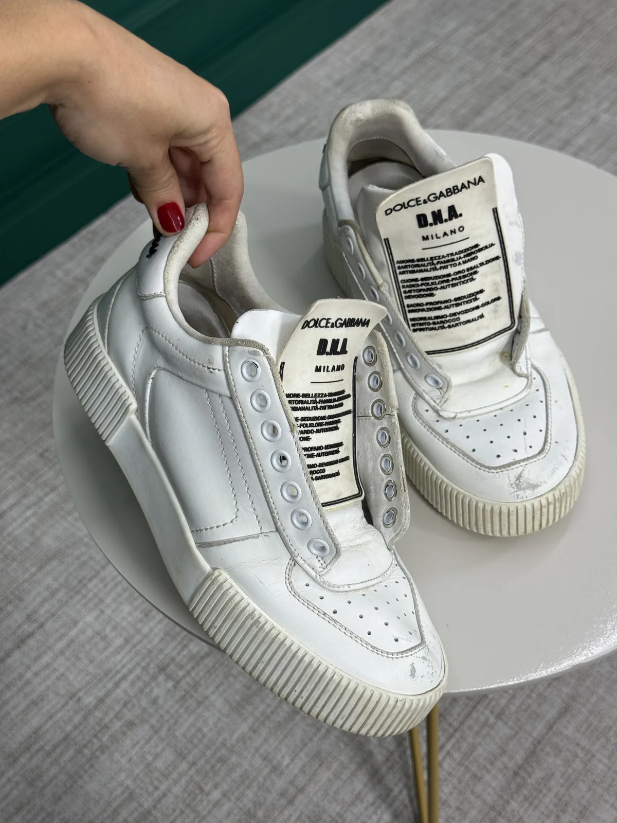 Tênis Casual em Couro Branco  - Dolce & Gabbana