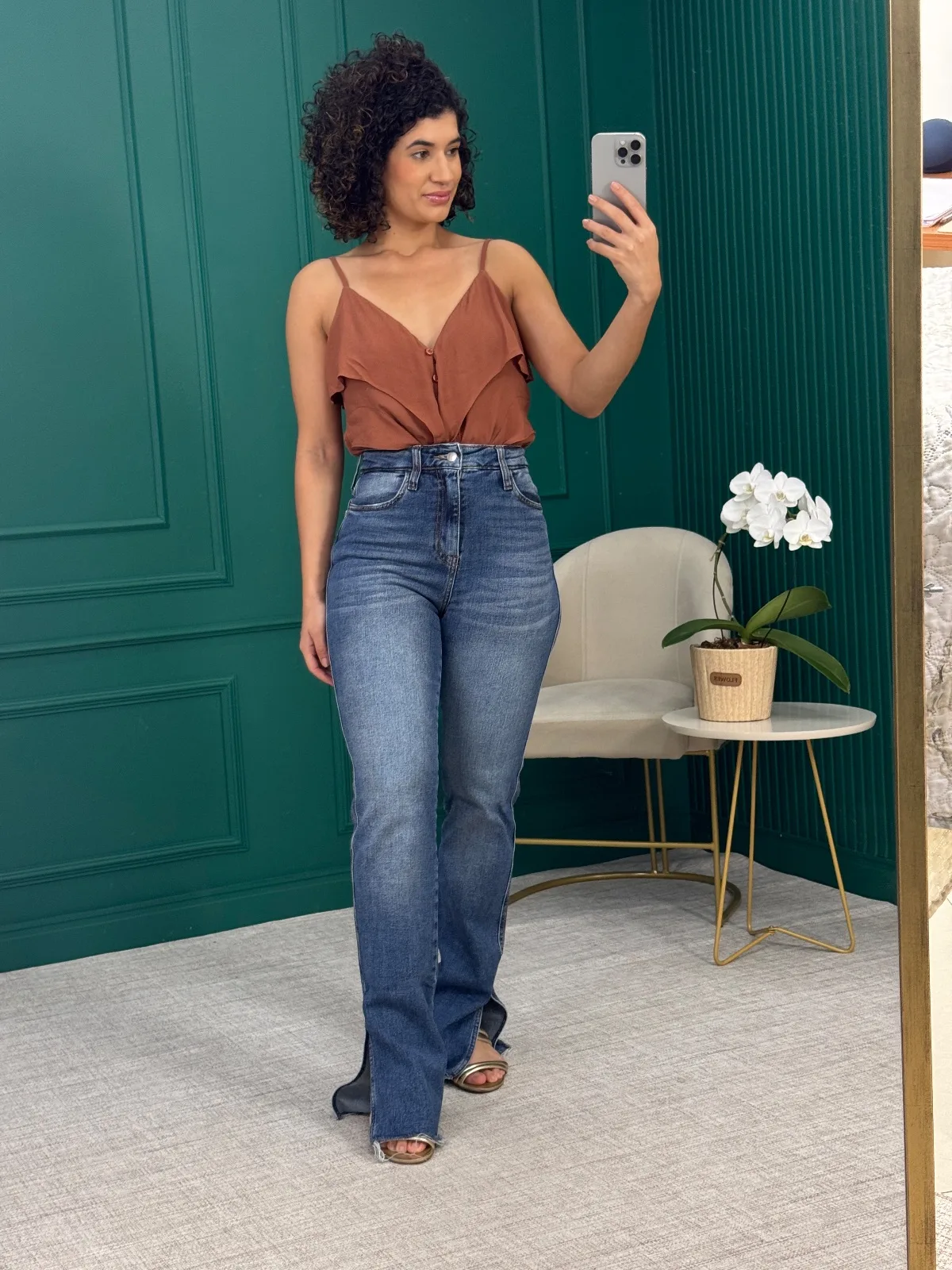 Calça Jeans Reta com Elastano e Cós Alto - Minimoni