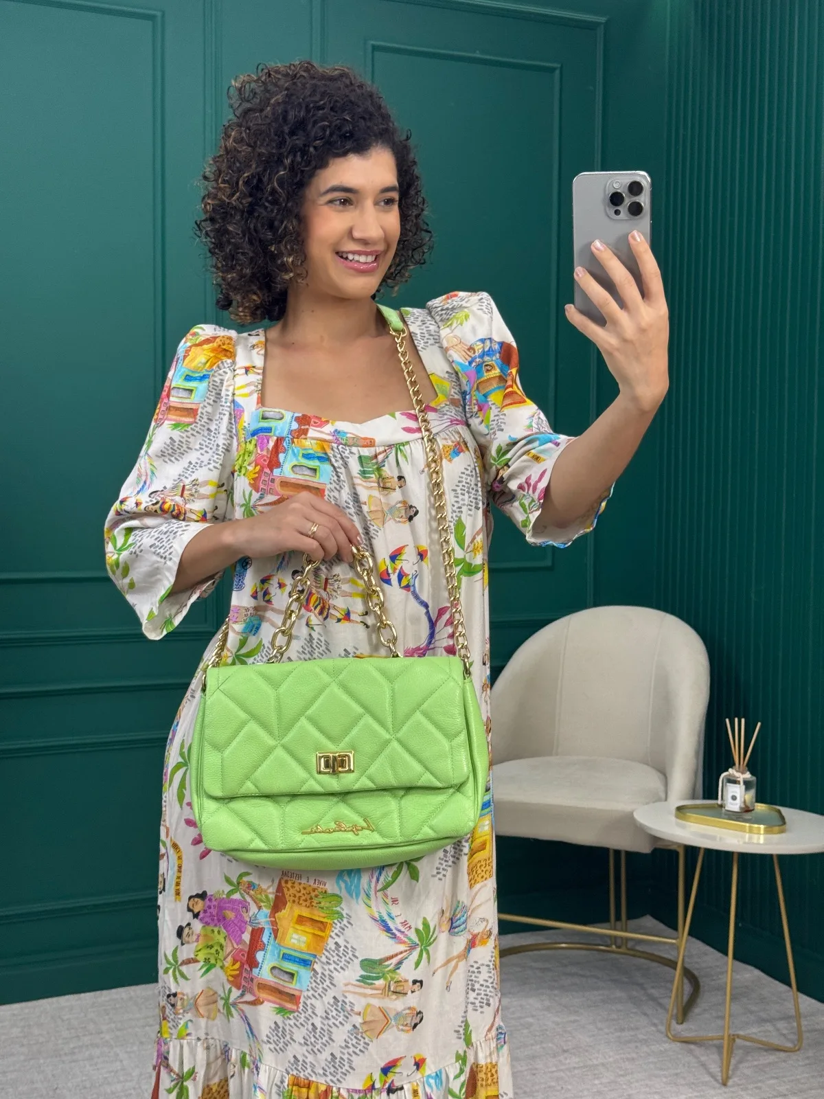 Bolsa Couro Lima Matelassê Corrente - Luiza Barcelos