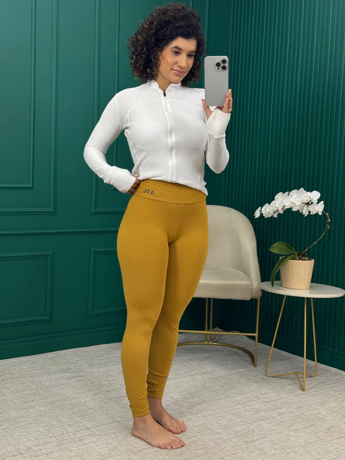 Legging Fitness Amarelo Queimado em Poliamida com Up Bumbum - ATL fitness