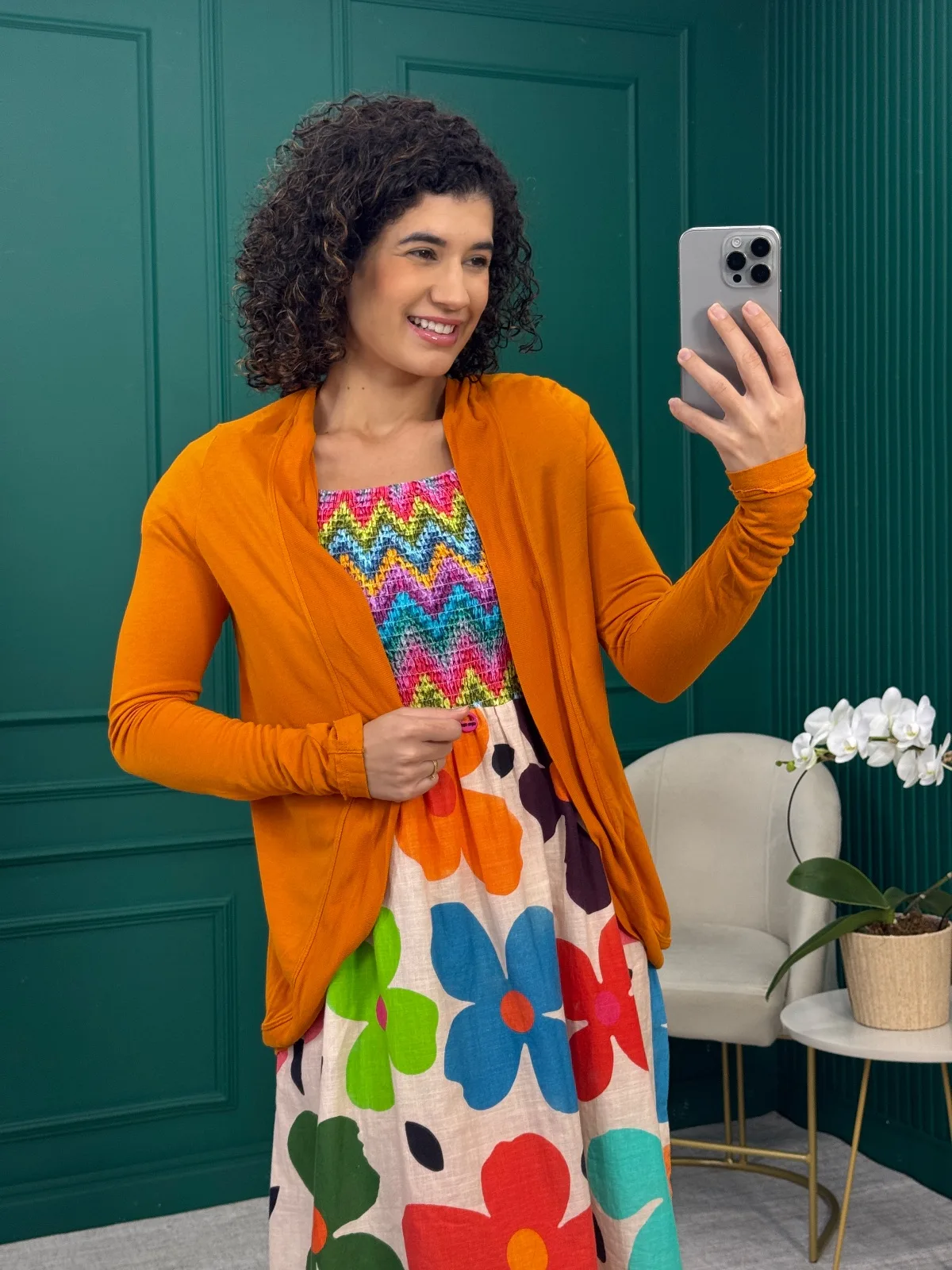 Cardigan Amarelo Açafrão em Viscose - Hering