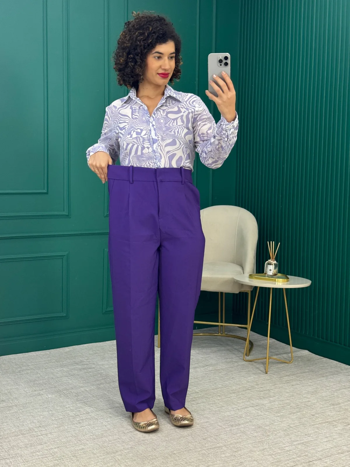 Calça de Alfaiataria Roxo com Passantes - Lou Bucca & Mariée