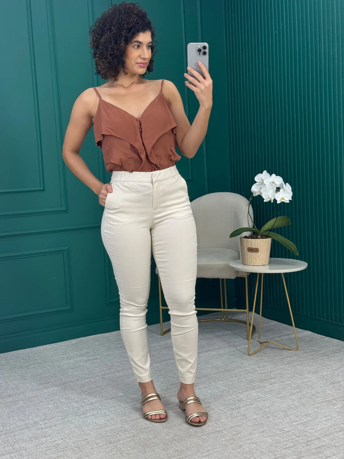 Calça Skinny Bege em Bengaline Alfaiataria - Hering