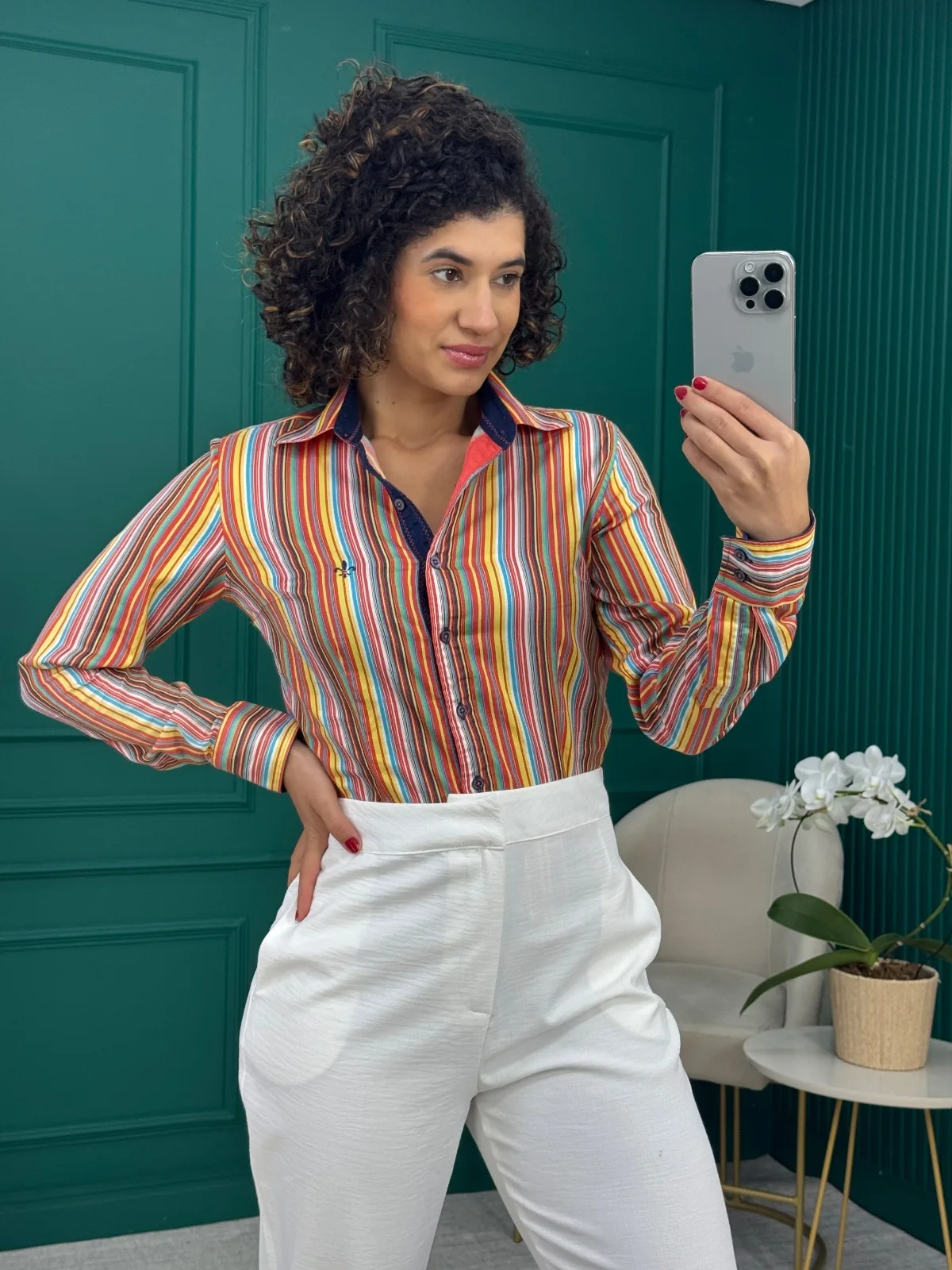 Camisa Listrada Multicolorida 100% Algodão - Dudalina