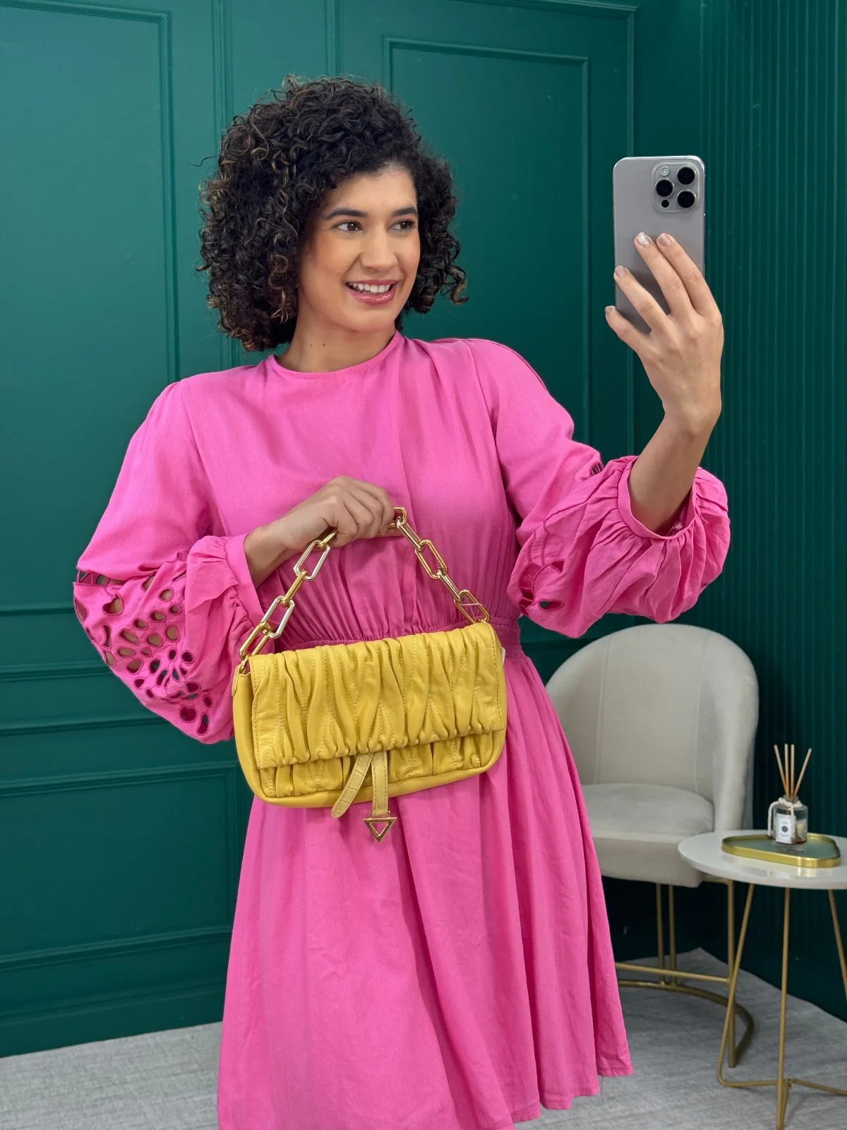 Bolsa Couro Tiracolo Francesca Amarela - Schutz