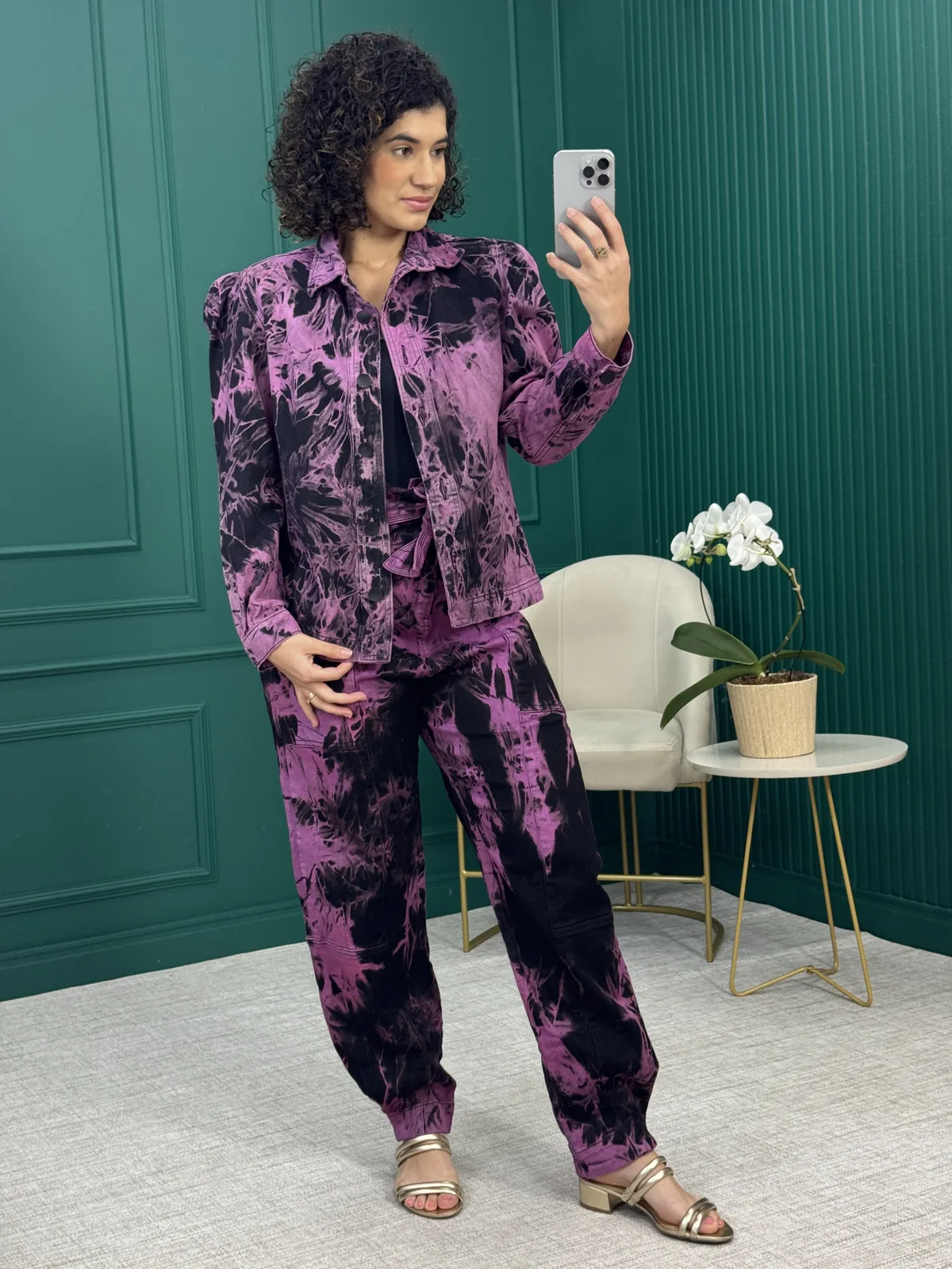 Conjunto Jaqueta e Calça Jeans Tie-Dye Manga Princesa - Iorane